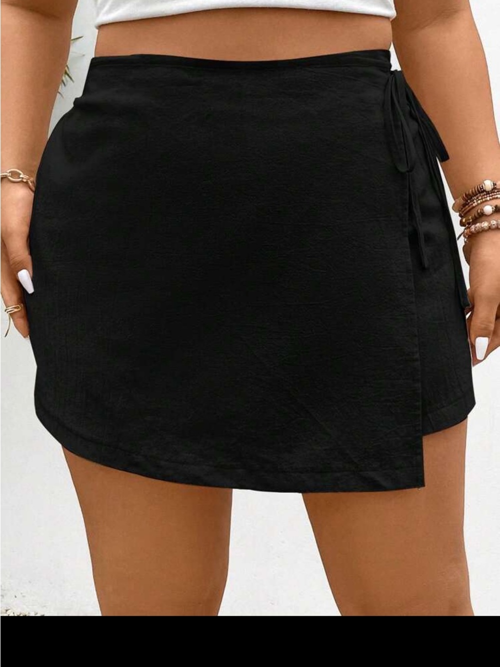 Black Wrap Mini Skirt - Women